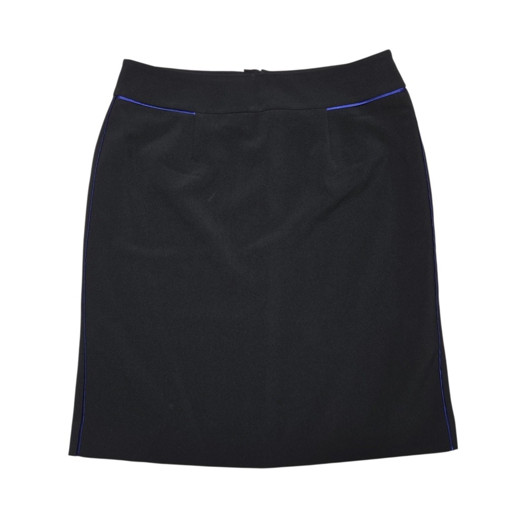 Banana Republic Pencil Skirt Womens 4 Black Blue Trim‎ Stretch Lined Office